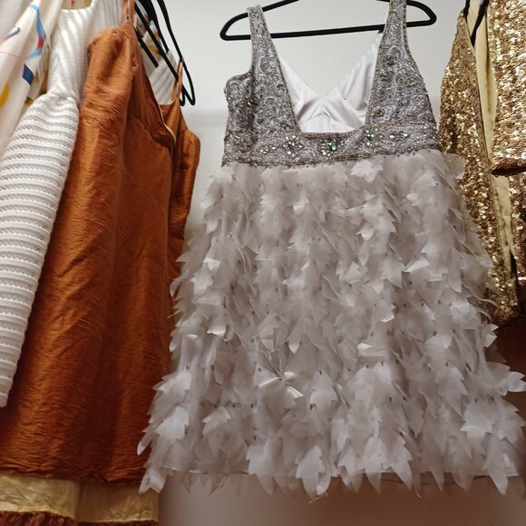 Sue Wong Beaded Gatsby Feather Dress size 14 - Picture 9 of 16